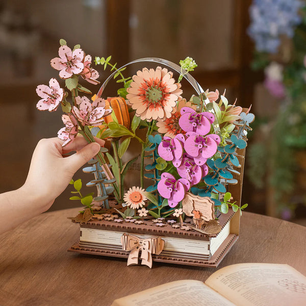 Robotime Rowood DIY Wooden Flower Model Kit - Blooming Book