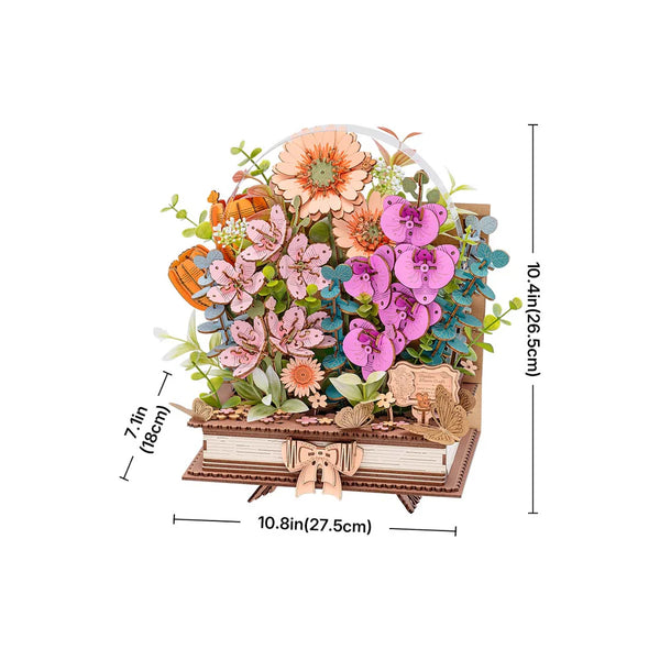 Robotime Rowood DIY Wooden Flower Model Kit - Blooming Book