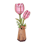 Robotime Rowood DIY Wooden Flower Model Kit - Pink Tulip