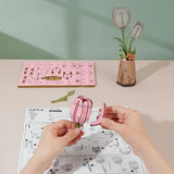 Robotime Rowood DIY Wooden Flower Model Kit - Pink Tulip