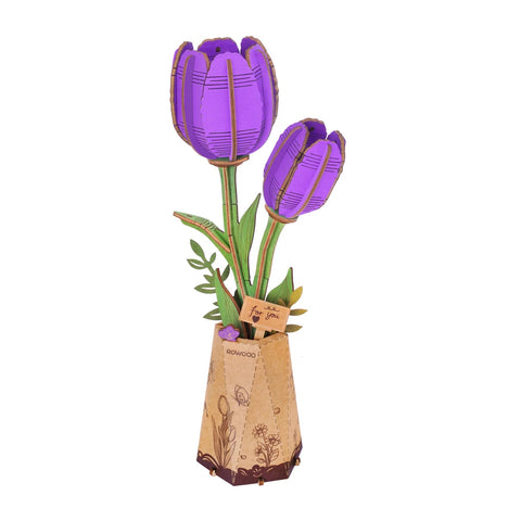 Robotime Rowood DIY Wooden Flower Model Kit - Purple Tulip
