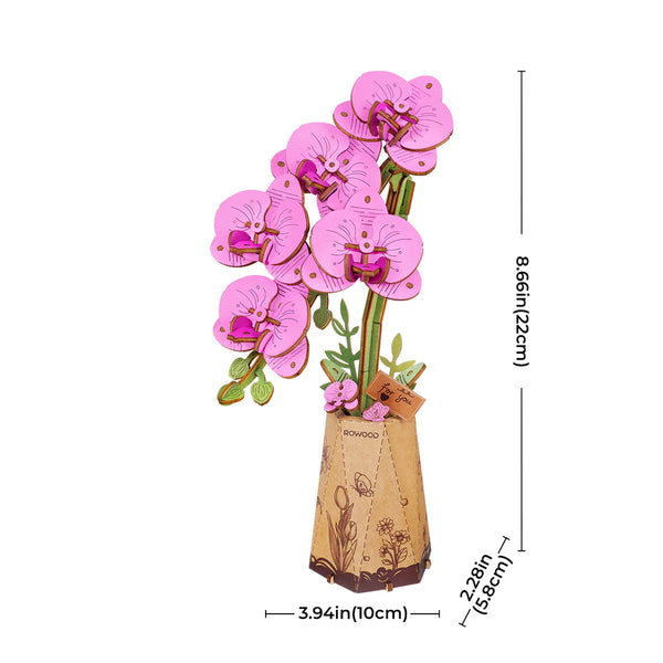 Robotime Rowood DIY Wooden Flower Model Kit - Purple Moth Orchid