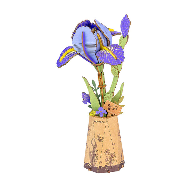 Robotime Rowood DIY Wooden Flower Model Kit - Purple Iris