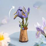 Robotime Rowood DIY Wooden Flower Model Kit - Purple Iris