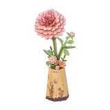 Robotime Rowood DIY Wooden Flower Model Kit - Pink Dahlia