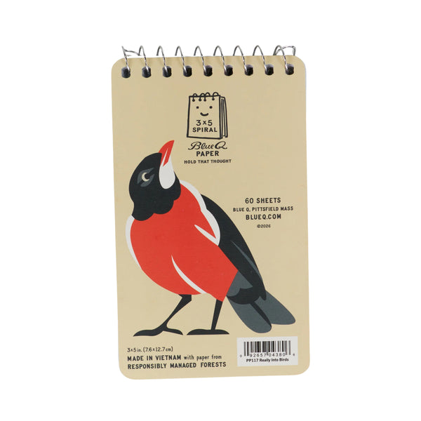 Blue Q Blank 3" x 5" Top-Coil Notebook - I'm Really Into Birds