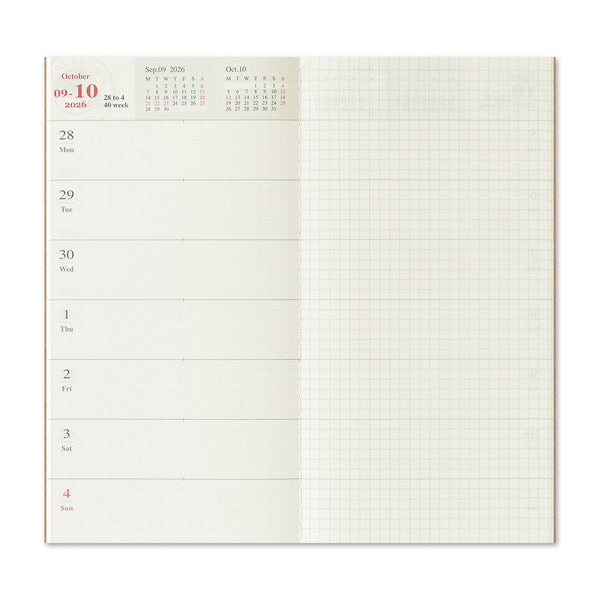 Traveler's Notebook Diary 2026 Weekly + Memo Second Half, Regular Size