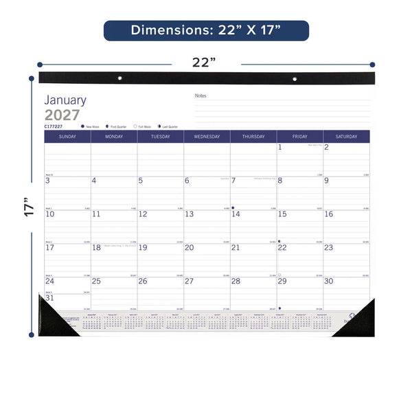 Blueline DuraGlobe™ 2027 Monthly Desk Pad Calendar