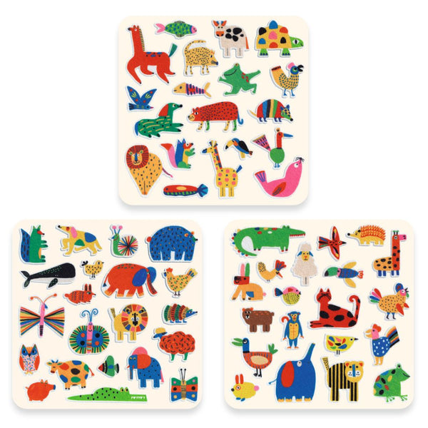 Djeco Felt Stickers Set 60pk Animals Everywhere!