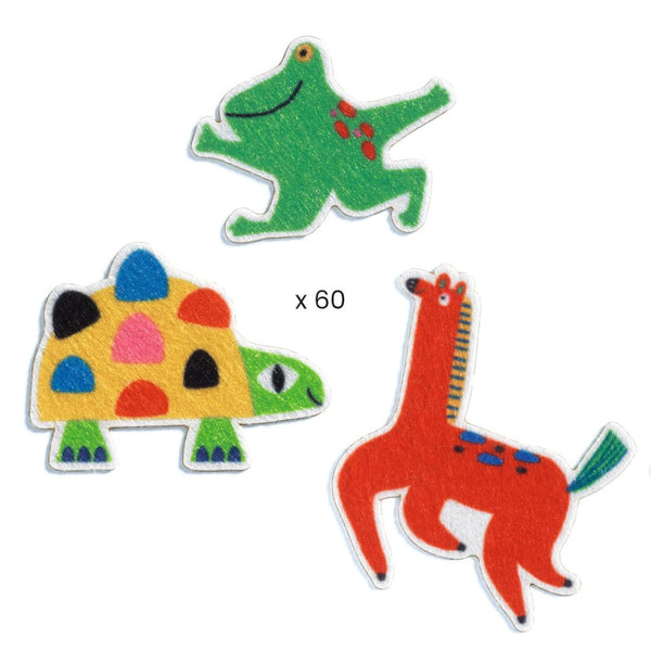 Djeco Felt Stickers Set 60pk Animals Everywhere!