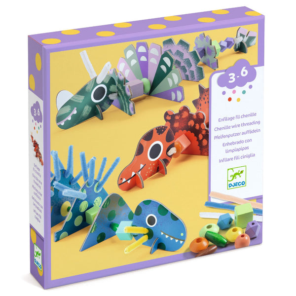 Djeco Chenille Wire Threading & Bead Craft Kit - Terrible Dinos