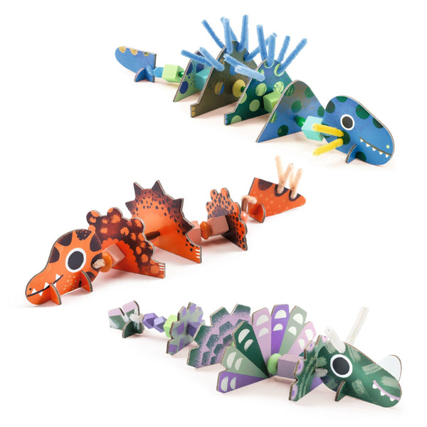Djeco Chenille Wire Threading & Bead Craft Kit - Terrible Dinos