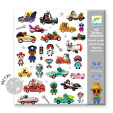 Djeco Metallic Stickers 160pk World of Crazy Motors