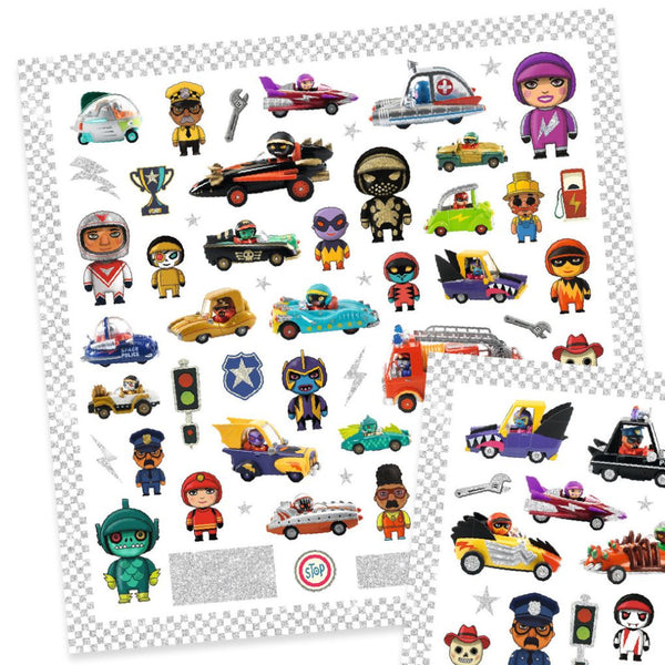 Djeco Metallic Stickers 160pk World of Crazy Motors