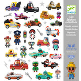 Djeco Metallic Stickers 160pk World of Crazy Motors