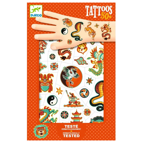 Djeco Temporary Tattoos Kit - Martial Arts Spirit - Skin Jewelry Art Age 3+
