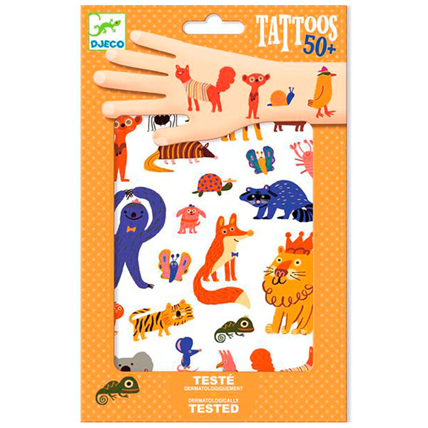 Djeco Temporary Tattoos Kit - Funny Animals - Skin Jewellery Art