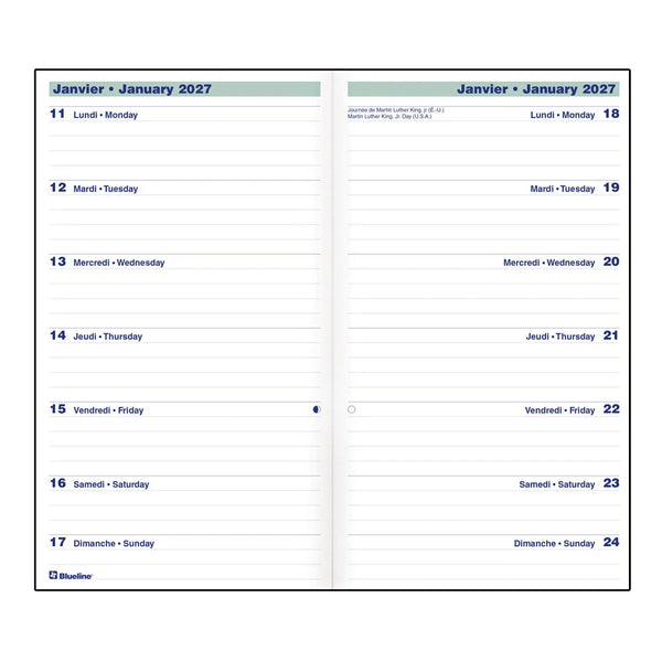 Blueline 2027 Agenda - Two-Weekly, Essential Pocket Planner, Black