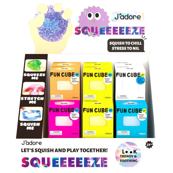 J'Adore Squeeeeez Toy - Fun Cube, Assorted