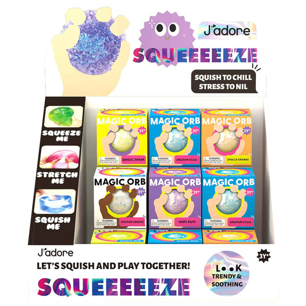 J'Adore Squeeeeez Toy - Magic Orb Squish Ball, Assorted