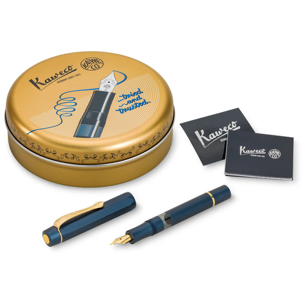 Kaweco AL Sport Piston Fountain Pen, Navy/Gold, Fine Nib
