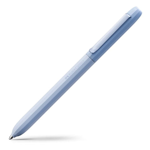 Light blue pen on a white background