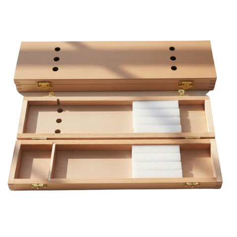 Nobel Wooden Brush Box With Metal Clasps