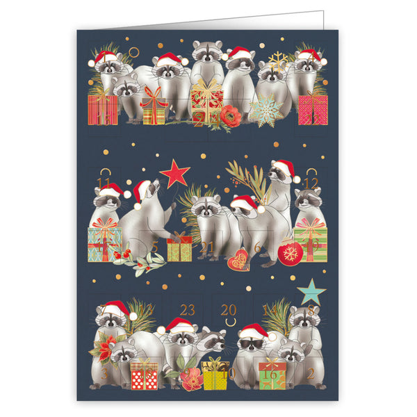 Quire Advent Calendar Card - Christmas Raccoons