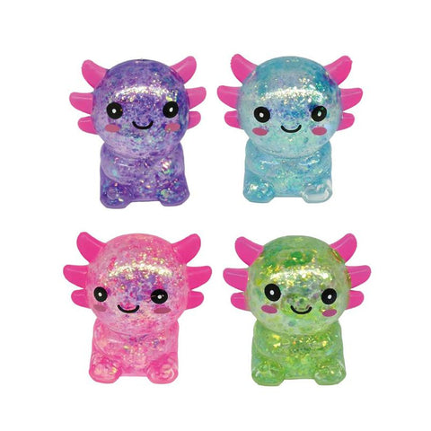 CTG Glitter Squeeze Axolotl Stretchiez Slow Rise Fidget Toy, Assorted