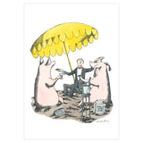Pomegranate Birthday Greeting Card - Edward Gorey: Pigs with Champagne