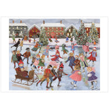Pomegranate Holiday Cards 12pk: Carol Lew, Cats on Ice