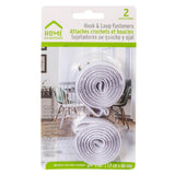 Home Essentials Hook & Loop Fasteners, Self-Adhesive, 26" White 2pk