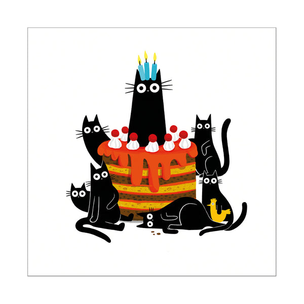 Art File Birthday Greeting Card - Cats & Cake