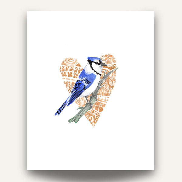 Sarah Duggan Greeting Card - Blue Jay and Heart