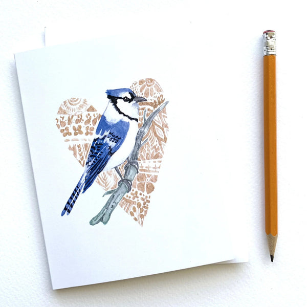 Sarah Duggan Greeting Card - Blue Jay and Heart