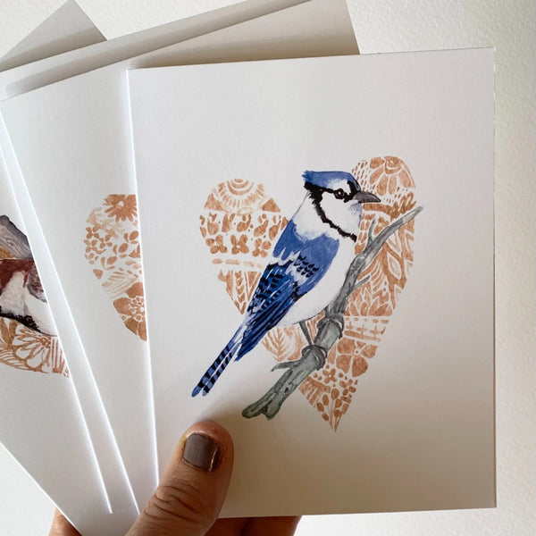 Sarah Duggan Greeting Card - Blue Jay and Heart