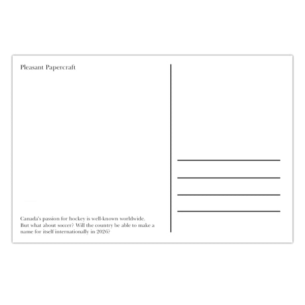 Pleasant Papercraft Postcard - Canadian Soccer
