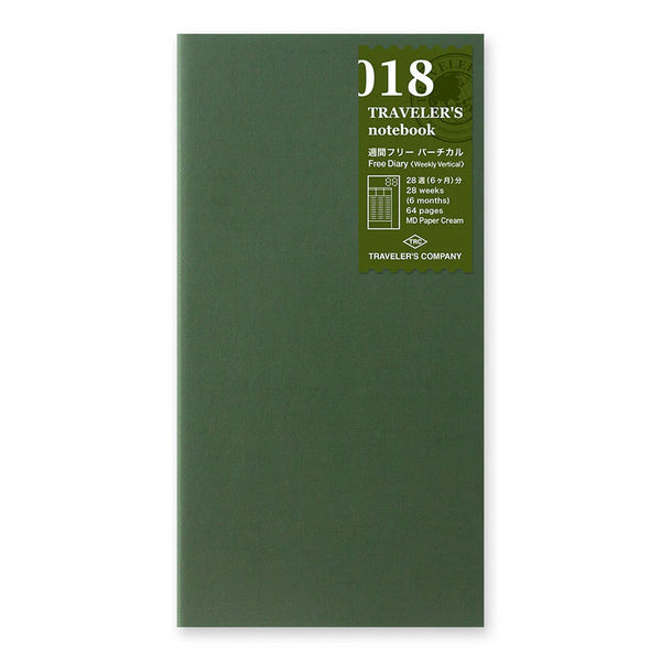 Traveler's Company Refill 018 Undated Weekly Agenda, Vertical, Regular Size