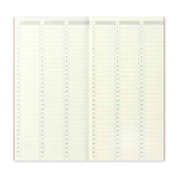 Traveler's Company Refill 018 Undated Weekly Agenda, Vertical, Regular Size