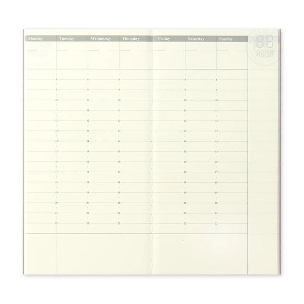Traveler's Company Refill 018 Undated Weekly Agenda, Vertical, Regular Size