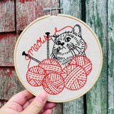 Hook Line & Tinker Embroidery Kit - Knitting Kitten