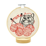 Hook Line & Tinker Embroidery Kit - Knitting Kitten