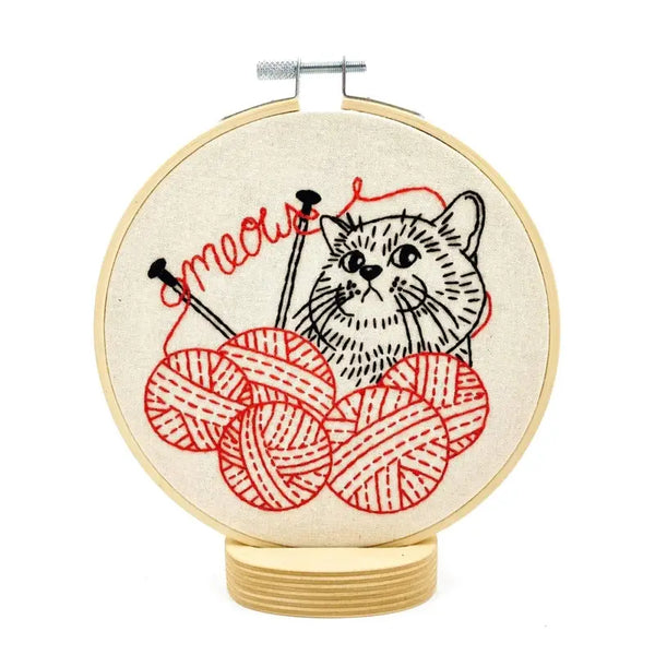 Hook Line & Tinker Embroidery Kit - Knitting Kitten