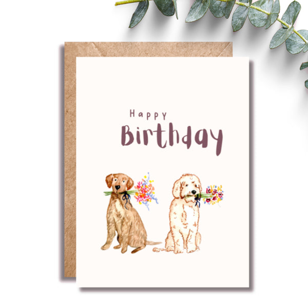 Amy Rae Maker Birthday Greeting Card - Puppy Bouquet