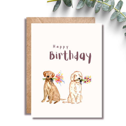 Amy Rae Maker Birthday Greeting Card - Puppy Bouquet