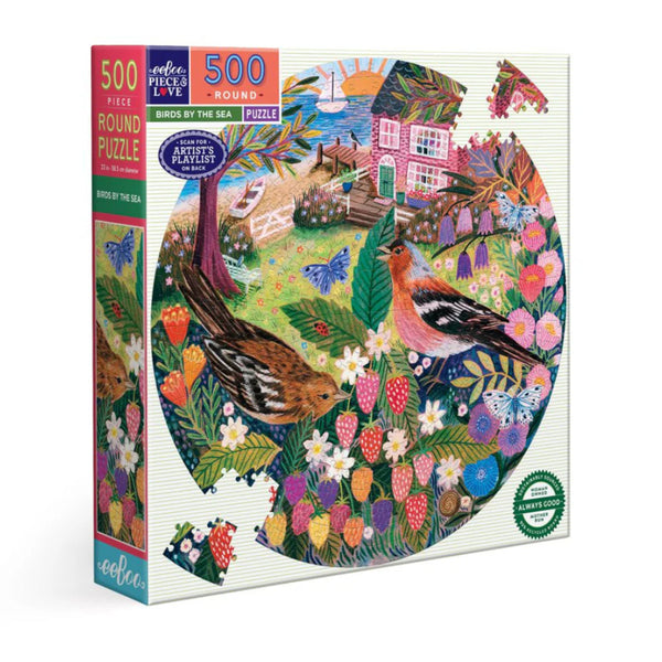 eeBoo 500pc Round Puzzle - Birds By The Sea