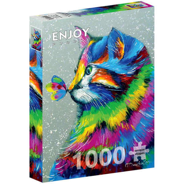 Enjoy Puzzle 1000pc Puzzle - Bright Cat & Butterfly