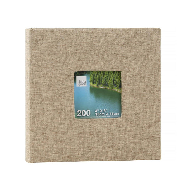 Kiera Grace Photo Album 200 Pockets 4"x6" Beige Linen