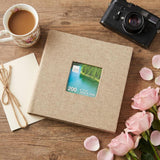 Kiera Grace Photo Album 200 Pockets 4"x6" Beige Linen