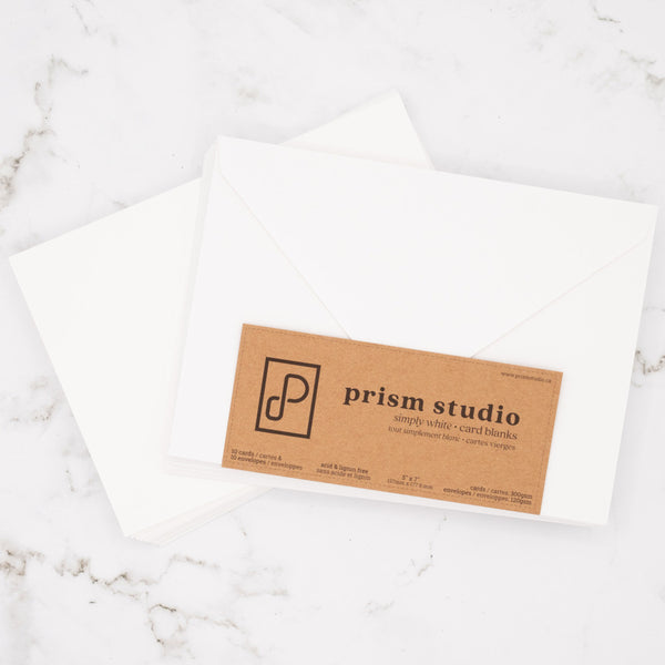 Prism Studio Blank Cards & Envelopes Set 5" x 7" 10pk Simply White